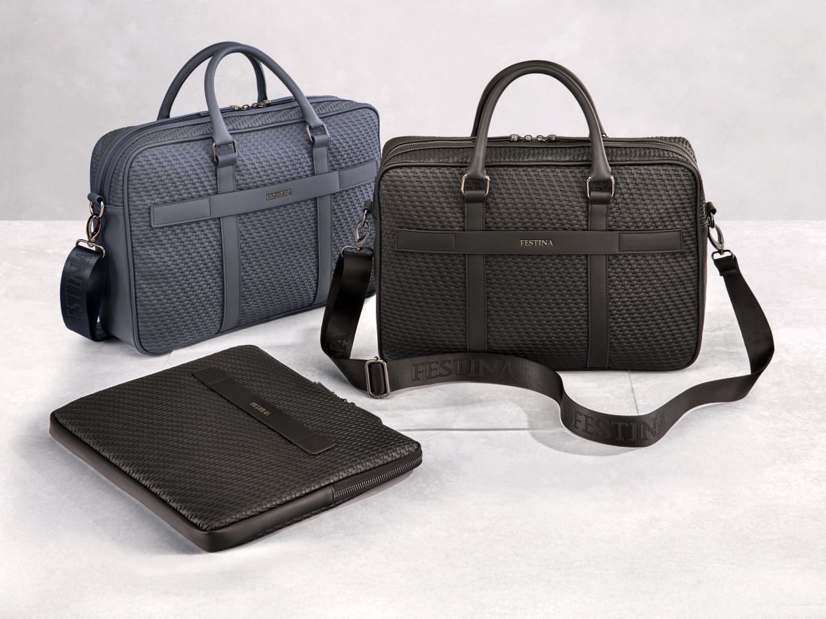 Briefcases in navy and black grained leather — Festina